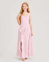 Pink Chiffon A-line Junior Bridesmaid Dress Front View