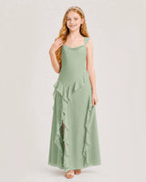 Sage Green Chiffon A-line Junior Bridesmaid Dress Front View