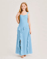 Sky Blue Chiffon A-line Junior Bridesmaid Dress Front View