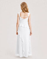 White Chiffon A-line Junior Bridesmaid Dress Back View