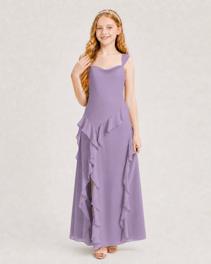 Wisteria Chiffon A-line Junior Bridesmaid Dress Front View