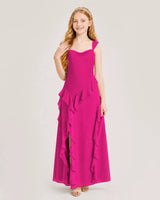 Hot Pink Chiffon A-line Junior Bridesmaid Dress Front View