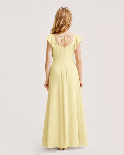 Daffodil Chiffon A-line Junior Bridesmaid Dress Back View