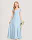 Baby Blue Junior Bridesmaid Dress Square Neck Flutter Sleeve A-Line Maxi Gown Front View