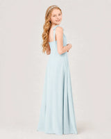 Baby Blue Chiffon A-line Junior Bridesmaid Dress Back View