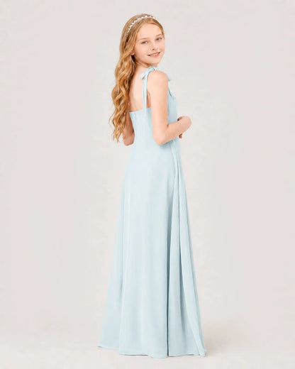 Baby Blue Chiffon A-line Junior Bridesmaid Dress Back View
