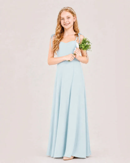 Baby Blue Chiffon A-line Junior Bridesmaid Dress Front View