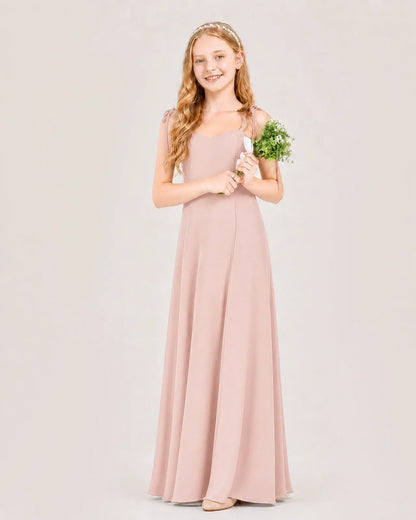Blush Pink Chiffon A-line Junior Bridesmaid Dress Front View