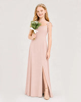Blush Pink Chiffon A-line Junior Bridesmaid Dress Side View