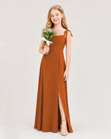 Burnt Orange Chiffon A-line Junior Bridesmaid Dress Side View