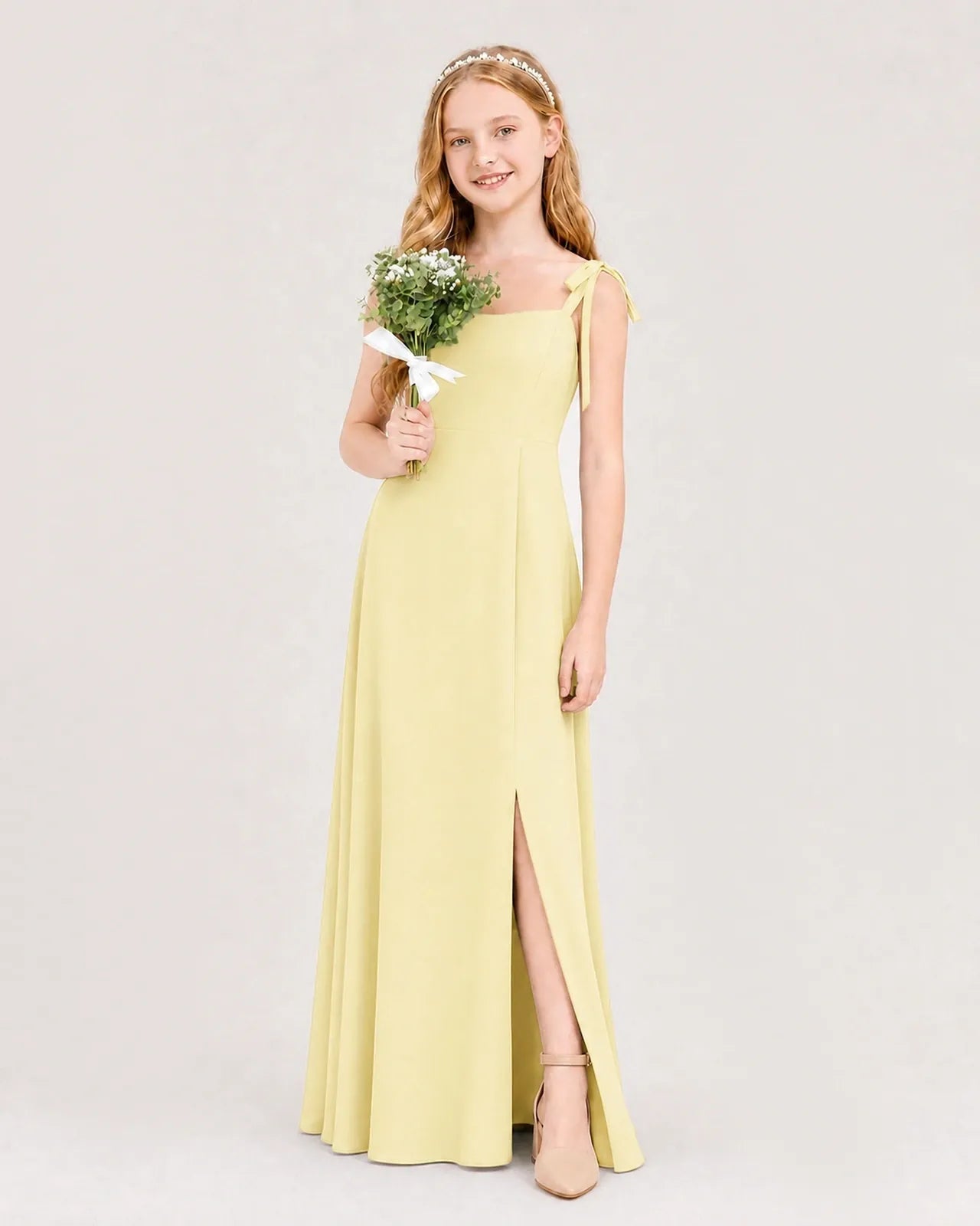 Daffodil Chiffon A-line Junior Bridesmaid Dress Side View