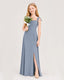 Dideyttawl Chiffon Junior Bridesmaid Dress with Shoulder Tie Straps