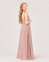 Dusty Rose Chiffon A-line Junior Bridesmaid Dress Back View