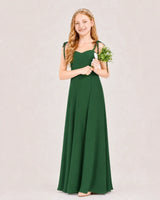 Emerald Green Chiffon A-line Junior Bridesmaid Dress Front View