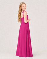 Hot Pink Chiffon A-line Junior Bridesmaid Dress Back View