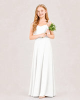 Ivory Chiffon A-line Junior Bridesmaid Dress Front View