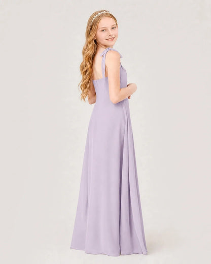Lavender Chiffon A-line Junior Bridesmaid Dress Back View