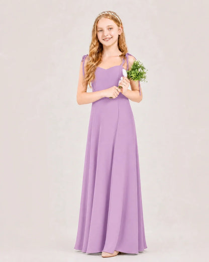 Lilac Chiffon A-line Junior Bridesmaid Dress Front View