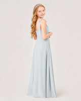 Mist Chiffon A-line Junior Bridesmaid Dress Back View