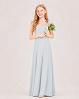 Mist Chiffon A-line Junior Bridesmaid Dress Front View