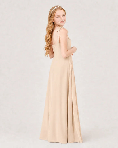 Peach Chiffon A-line Junior Bridesmaid Dress Back View