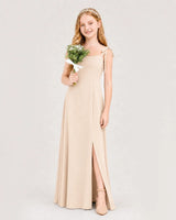 Peach Chiffon A-line Junior Bridesmaid Dress Side View