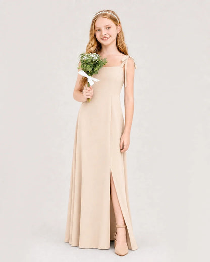 Peach Chiffon A-line Junior Bridesmaid Dress Side View