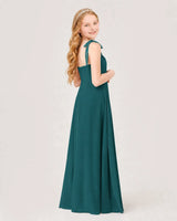 Peacock Chiffon A-line Junior Bridesmaid Dress Back View