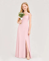 Pink Chiffon A-line Junior Bridesmaid Dress Side View