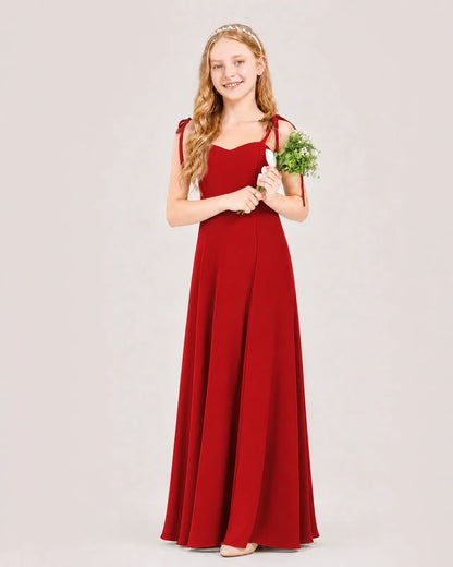 Red Chiffon A-line Junior Bridesmaid Dress Front View