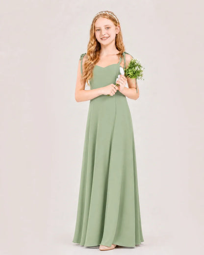 Sage Green Chiffon A-line Junior Bridesmaid Dress Front View