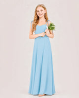 Sky Blue Chiffon A-line Junior Bridesmaid Dress Front View