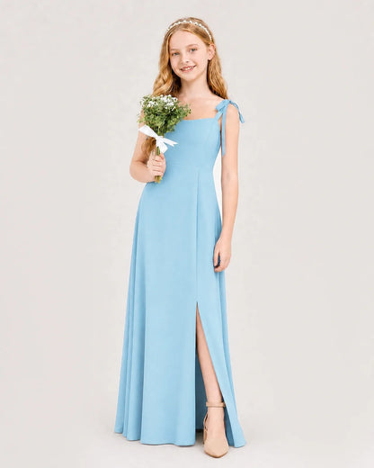 Sky Blue Chiffon A-line Junior Bridesmaid Dress Side View