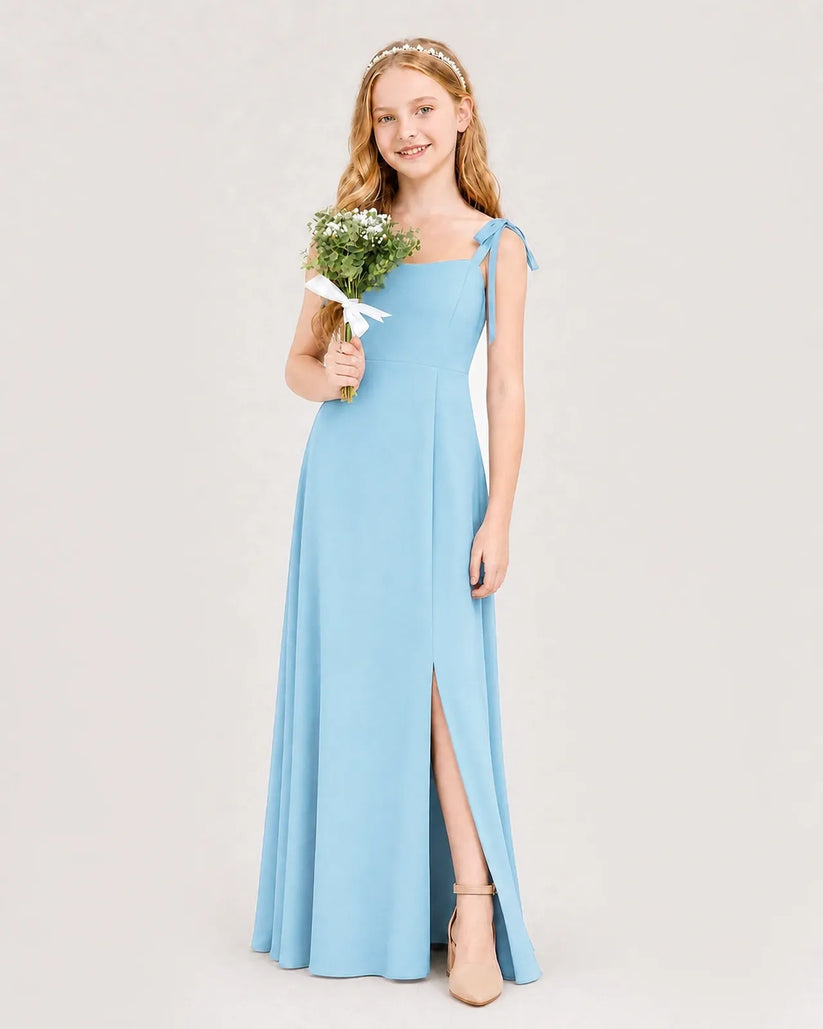 Sky Blue Chiffon A-line Junior Bridesmaid Dress Side View