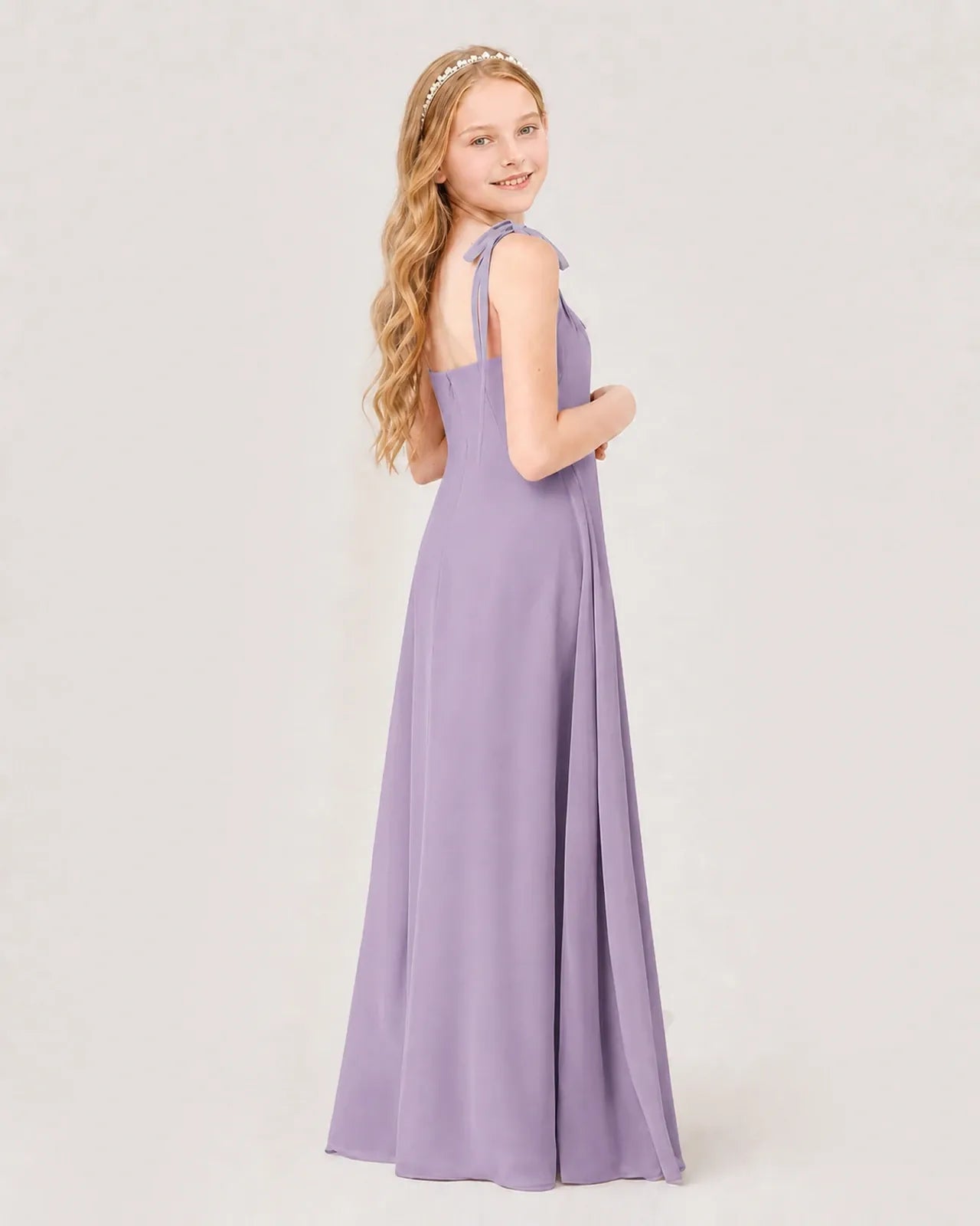 Wisteria Chiffon A-line Junior Bridesmaid Dress Back View