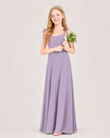 Wisteria Chiffon A-line Junior Bridesmaid Dress Front View