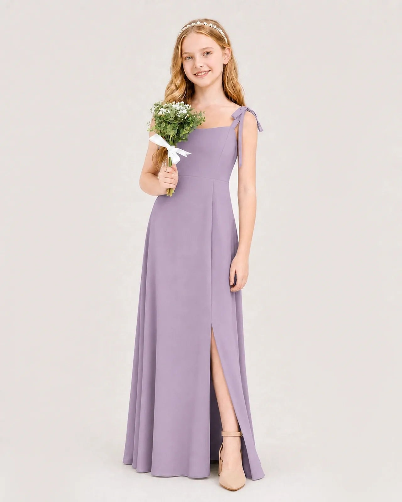 Wisteria Chiffon A-line Junior Bridesmaid Dress Side View