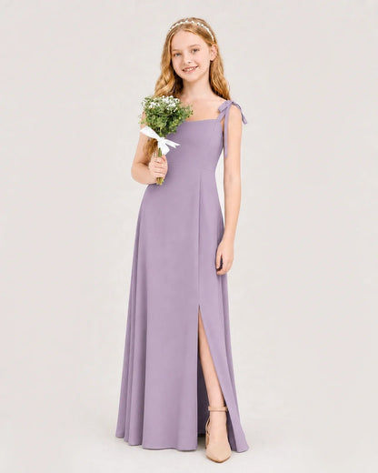 Wisteria Chiffon A-line Junior Bridesmaid Dress Side View