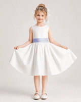 Lavender Satin Flower Girl Dress Front View