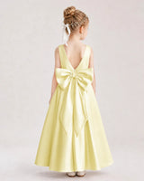 Daffodil Satin A-Line Flower Girl Dress Back View