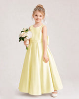 Daffodil Satin A-line Flower Girl Dresses Side View