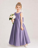 Wisteria Satin A-Line Flower Girl Dresses Side View