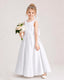 White Flower Girl Dress Deep V-Back Oversized Satin Bow A-Line Floor-Length Gown Front Full View