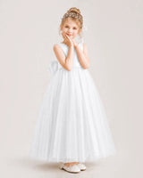 Ivory Satin Tulle A-Line Flower Girl Dresses