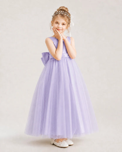 Lavender Satin and Tulle A-Line Flower Girl Dresses