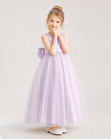 Lilac Satin and Tulle A-Line Flower Girl Dresses