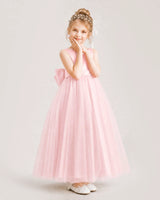 Pink Satin and Tulle A-Line Flower Girl Dress