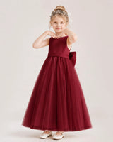 Windred Satin Tulle A-Line Flower Girl Dresses Front View