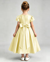 Daffodil Satin A-line Flower Girl Dress Back View