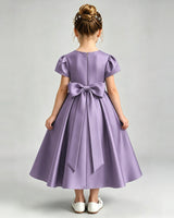 Wisteria Satin A-line Flower Girl Dress Back View